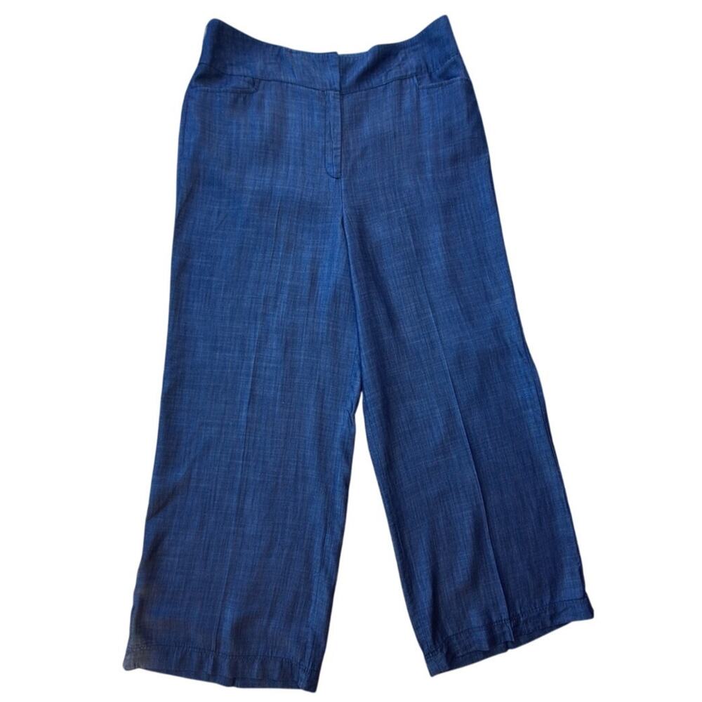Grabrielle Union 100% Lyocel Chambray Wide Leg Trousers Dress Pants Blue Size 20